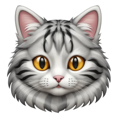 striped cat with hair in white and gray colors sticker