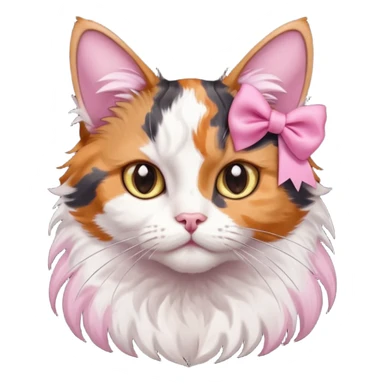cat with pink ribbon on ear sticker
