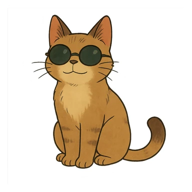 ghibli style cat wearing sunglasses sticker