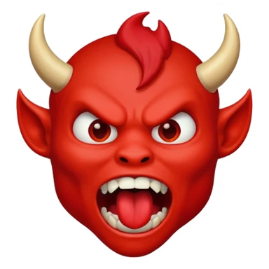 Make a red devil looking straight to with is mouth like it's going to eat something that's dropping from the shy  sticker