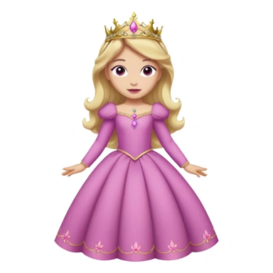 Princesa aurora Disney com vestido rosa escuro de manga comprida rosa claro com tiara pequena e dourada de corpo inteiro com olhos lilás fazendo uma pose sticker