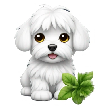 Maltese with plant sticker