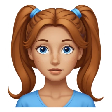 Attractive Woman with tan skin, blue eyes, wide face, freckles, and a long voluminous ponytail  sticker