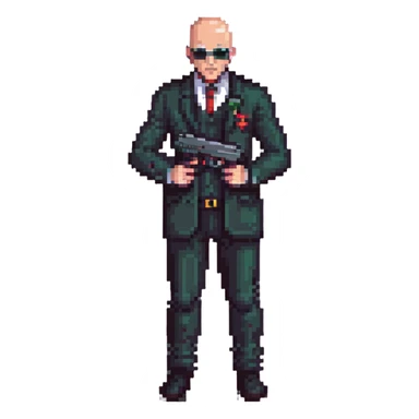 hitman with bald head and dual pistols sticker