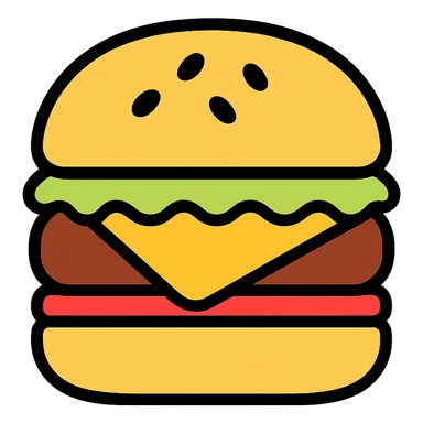 juicy cheeseburger icon with color outline sticker