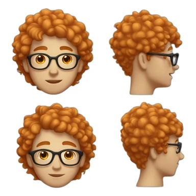 white boy, thin, curly orange hair and with a red birthmark on his neck and glasses. sticker