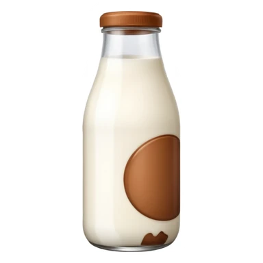 Cute glass milk bottle with white milk with brown cap sticker