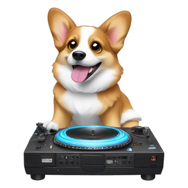 Corgi Dj with turn tables in disco sticker