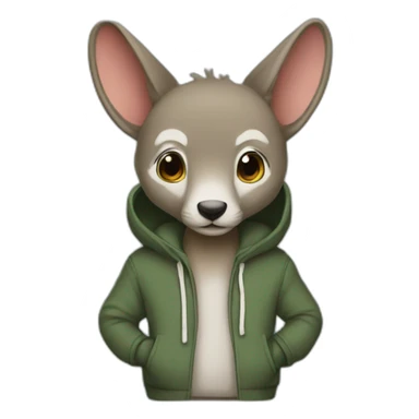 kangourou with hoodies sticker
