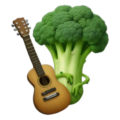 broccoli with eyes playing a guitar sticker