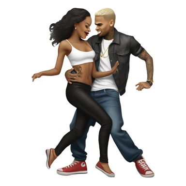 Hyper Realistic Chris Brown   dancing with his tattooed female dancer sticker