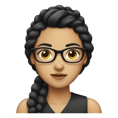 A girl with black hair tied up and wearing glasses sticker