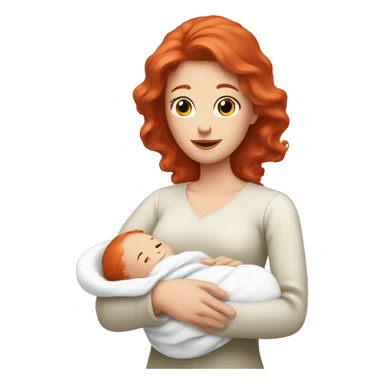 Red hair white lady holding newborn  sticker
