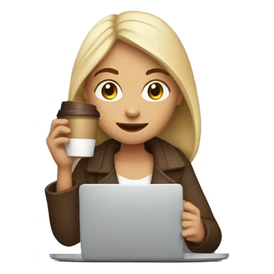 girl with laptop drinking a lot of coffee sticker