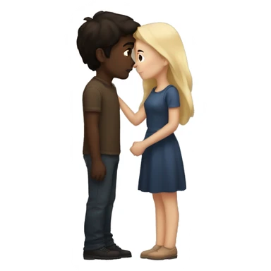 A couple in love kissing a dark brunette boy and a brunette girl and they are both pale sticker