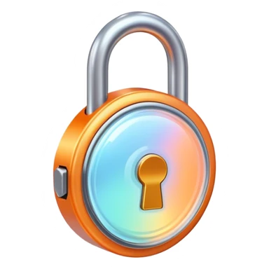 Holographic and glassmorphic light orange lock sticker