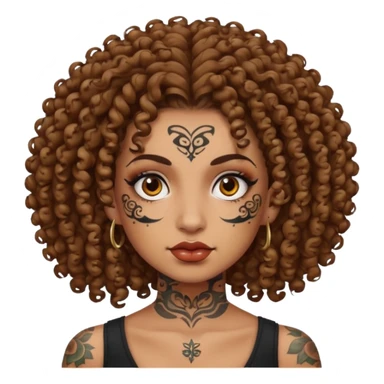 woman curly hair and heavy face tattoo sticker