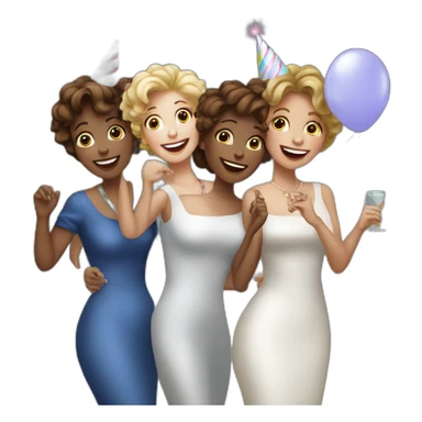 4 White ladies celebrating a birthday sticker