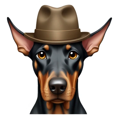Doberman wearing a hat sticker