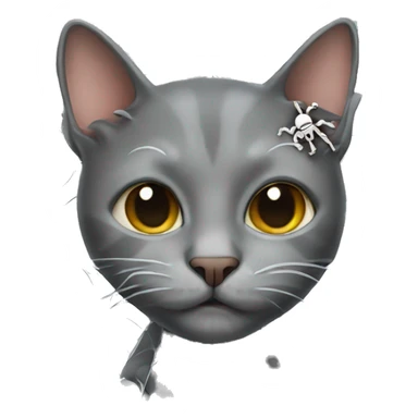 the cat with spider web and skeletons sticker