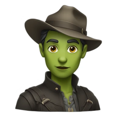 Non-binary half-orc wearing fedora sticker
