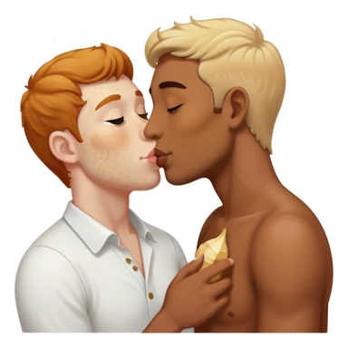 A brown man kissing a white ginger man sticker