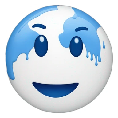 Emoji happy face with paint blue and white  sticker
