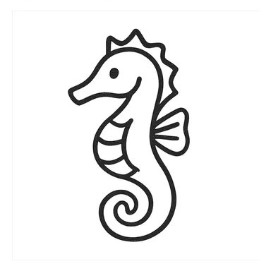 hand-drawn outlined seahorse icon sticker