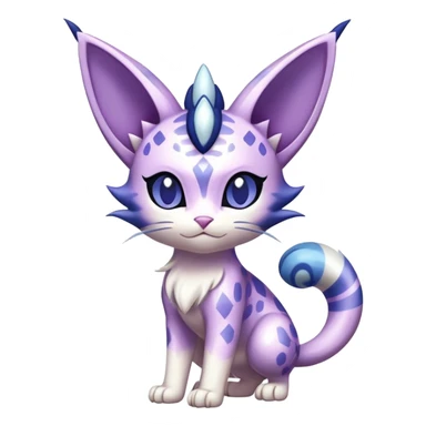 Shiny Exotic Cute Meowth-Espeon-Purrloin-Mew-Meowstic-Hybrid-Creature with pattern-markings sticker