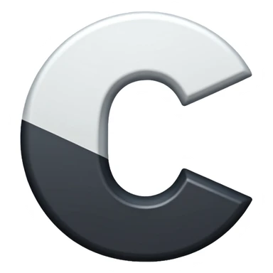 A white letter C with black background and white line crossing the C  sticker