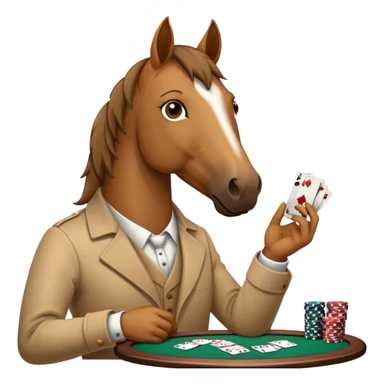 horse playing poker sticker