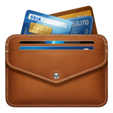 portefeuille marron avec billet et carte bancaire sticker