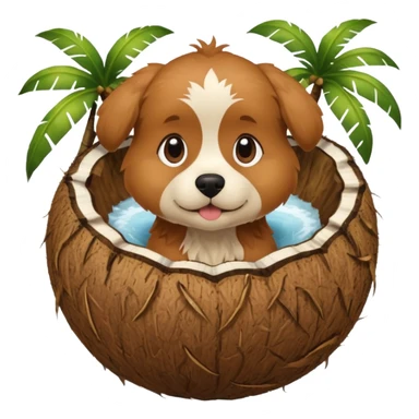 dog in a coconut sticker