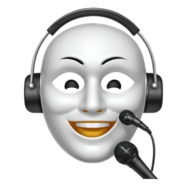 smiling mask with a microphone sticker