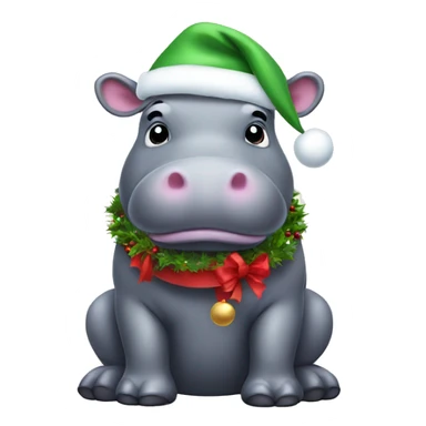 Christmas hippo sticker