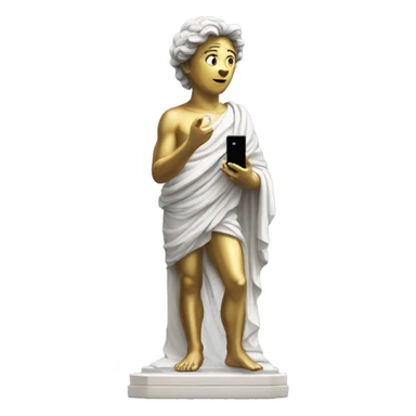 statue of david holding an iphone sticker