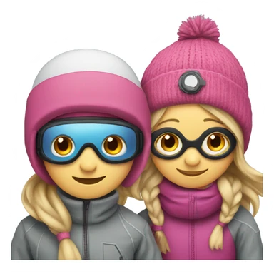 Boy & girl with ski goggles and beanie  sticker