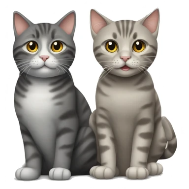 Tabby cat and grey cat sitting together  sticker