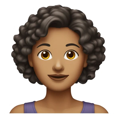 40 years old woman with dark brown hair ,slidly curly and a yorkie  sticker