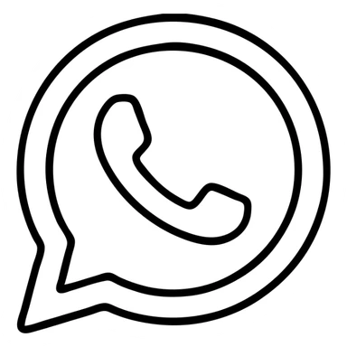 WhatsApp logo, black outline, no fill, white background sticker