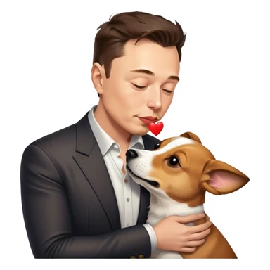 Elon musk kissing dog sticker