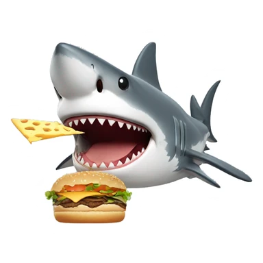 Shark eating a cheese burger sticker