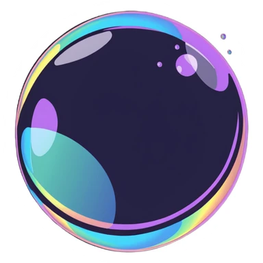 big iridescent soap bubble with small bubbles next to it sticker