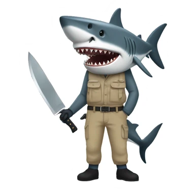 Shark with khakis and a knife sticker