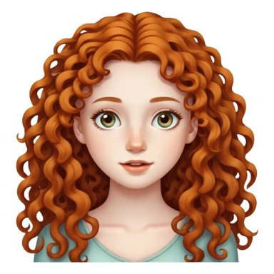 Attractive girl with extremely long curly hair and many freckles on her face sticker
