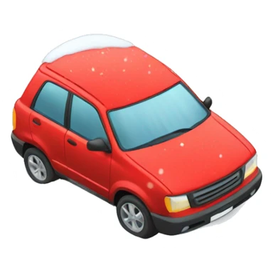 red car in the snow sticker
