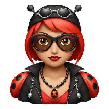 a badass villain ladybug thug with sunglasses and a necklace on sticker