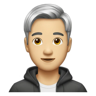 asian male with curtains haircut black hair sticker