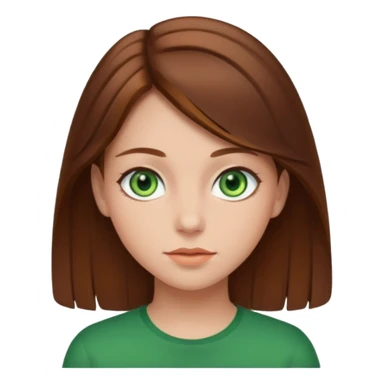 Make a girl with brown hair and green eyes sticker
