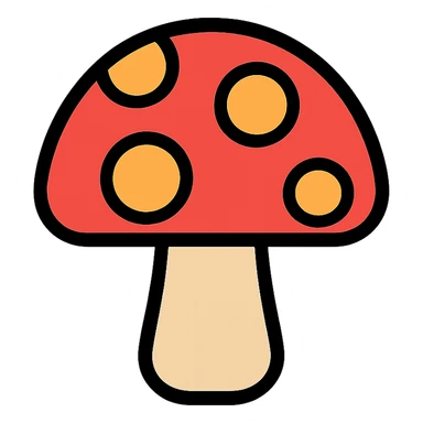 mushroom icon, color outline, playful and friendly sticker